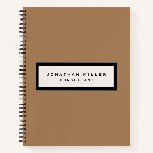 Carnet Nom et titre du cadre professionnel Tan & Noir (Devant)