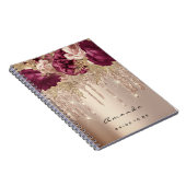 Carnet Nom Fête des mariées Marsala Drives Rose Florals (Côté Droit)