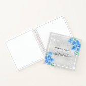 Carnet Nom floral bleu argenté (Intérieur)
