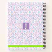 Carnet Nom floral pourpre personnalisé et monogramme (Dos)