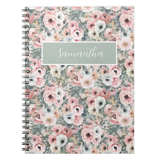 Carnet Nom floral rose (Devant)