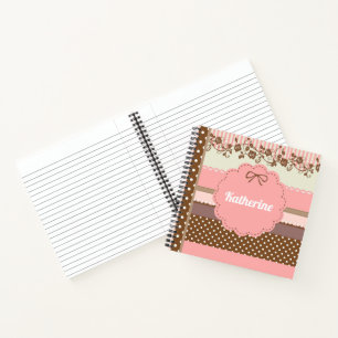 Carnet Nom floral rose pâle