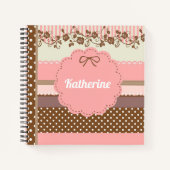 Carnet Nom floral rose pâle (Devant)