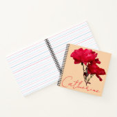 Carnet Nom floral rose rouge personnalisable Catherine bo (Intérieur)