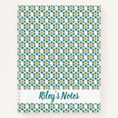 Carnet Nom floral Turquoise Delicate (Devant)