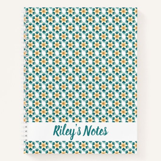 Carnet Nom floral Turquoise Delicate (Devant)