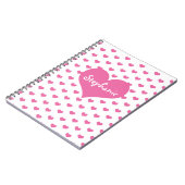 Carnet Nom Girly de coeurs roses personnalisé (Côté gauche)
