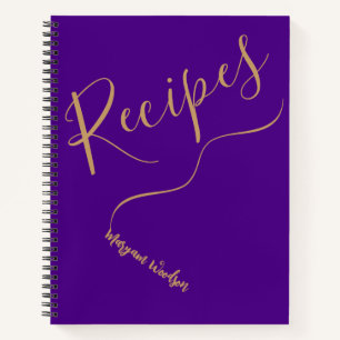 Carnet Nom Gold personnalisé (Recette Journal) Indigo