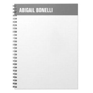Carnet Nom gras minimaliste professionnel chic gris blanc