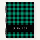 Carnet Nom Green & Black Checks Plaid En vichy Motif (Devant)