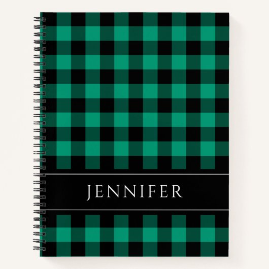 Carnet Nom Green & Black Checks Plaid En vichy Motif (Devant)