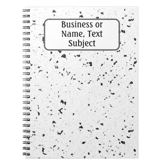 Carnet Nom, Gris et Noir Petits Chips en Marbre Terrazzo (Devant)