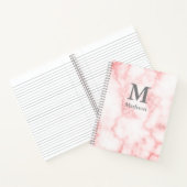 Carnet Nom gris personnalisé et monogramme sur le marbre  (Intérieur)