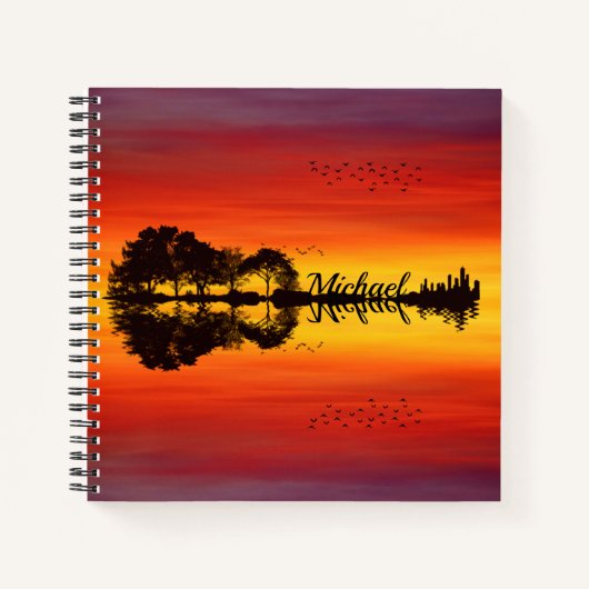 Carnet Nom guitariste orange moderne Aquarelle (Devant)