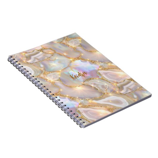Carnet Nom holographique agate or beige (Côté Droit)