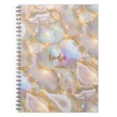 Carnet Nom holographique agate or beige (Devant)