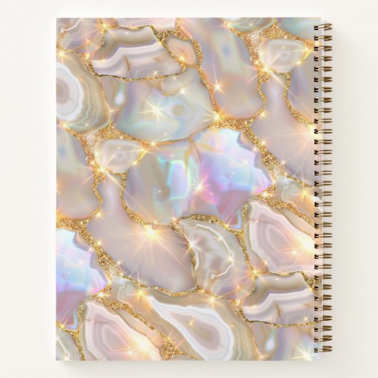 Carnet Nom holographique d'agate d'or beige (Dos)