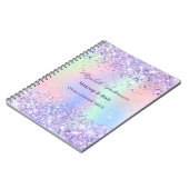 Carnet Nom holographique d'entreprise en violet lavande (Côté gauche)