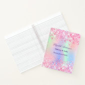 Carnet Nom holographique rose pastel pour entreprise (Intérieur)