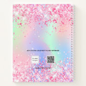 Carnet Nom holographique rose pastel pour entreprise (Dos)