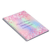 Carnet Nom holographique scintillant rose blush affaires (Côté Droit)