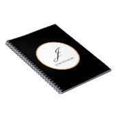 Carnet Nom initial blanc, or et noir Personnalisé (Côté Droit)