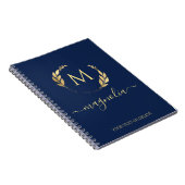 Carnet Nom initial du monogramme bleu marine (Côté Droit)