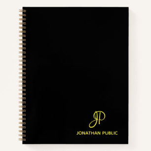 Carnet Nom initial du monogramme d'or manuscrit personnal