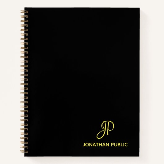 Carnet Nom initial du monogramme d'or manuscrit personnal (Devant)