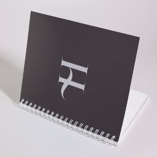 Carnet Nom initial élégant personnalisé Olive Green Typog