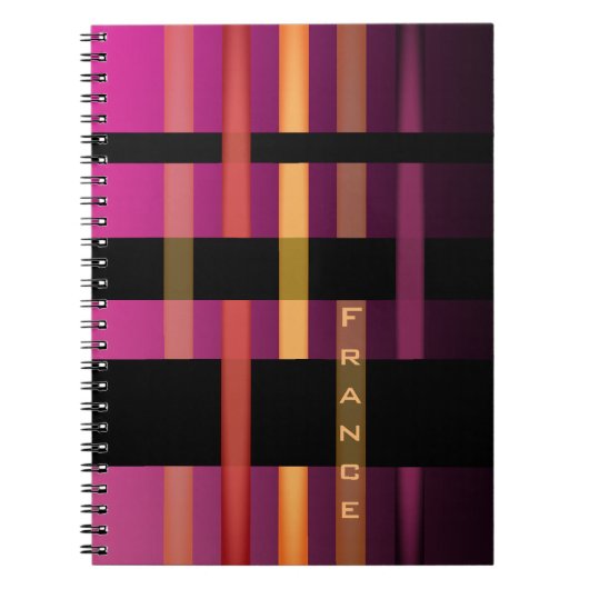 Carnet Nom Initiales ou Mot & Rayures de Tissage Moderne (Devant)