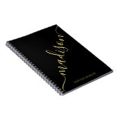 Carnet Nom manuscrit Black Gold moderne Monogramme (Côté Droit)