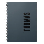 Carnet Nom minimaliste personnalisé Gris Charbon (Devant)