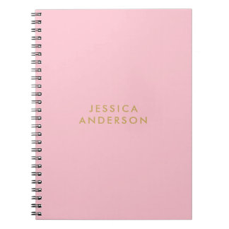 Carnet Nom minimaliste rose-clair et de l'or |
