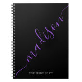 Carnet Nom moderne noir pourpre Monogramme initial (Devant)