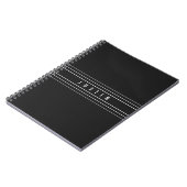 Carnet Nom modifiable & Rayures géométriques | Noir & Bla (Côté gauche)