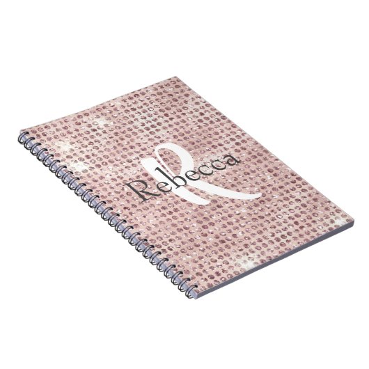 Carnet Nom Monogramme Blush rose Diamond Study tendance (Côté Droit)