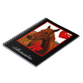 Carnet Nom monogramme Cheval avec coeur rouge et arc (Côté gauche)