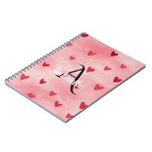 Carnet Nom Monogramme Cœurs Roses Rouges (Côté gauche)