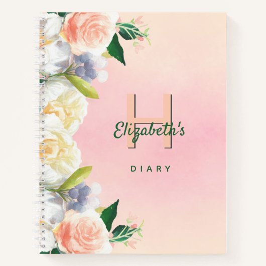 Carnet Nom monogramme des fleurs de broussailles du journ (Devant)