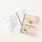 Carnet Nom monogramme du citrouille or rose de recette (Intérieur)