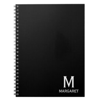 Carnet Nom monogramme élégant noir & blanc