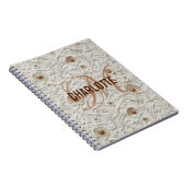 Carnet Nom monogramme en cuir à outils à fleurs neutres (Côté Droit)