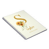 Carnet Nom monogramme floral initial personnalisé (Côté Droit)