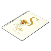 Carnet Nom monogramme floral initial personnalisé (Côté gauche)