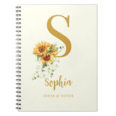 Carnet Nom monogramme floral initial personnalisé (Devant)