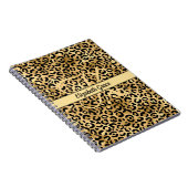 Carnet Nom Monogramme Imprimé Léopard Noir Or Guépard (Côté Droit)