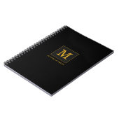 Carnet Nom monogramme or noir élégant moderne (Côté gauche)