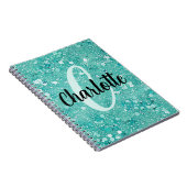 Carnet Nom Monogramme Pailleté Faux Paillettes Teinte Men (Côté Droit)