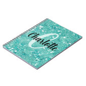 Carnet Nom Monogramme Pailleté Faux Paillettes Teinte Men (Côté gauche)
